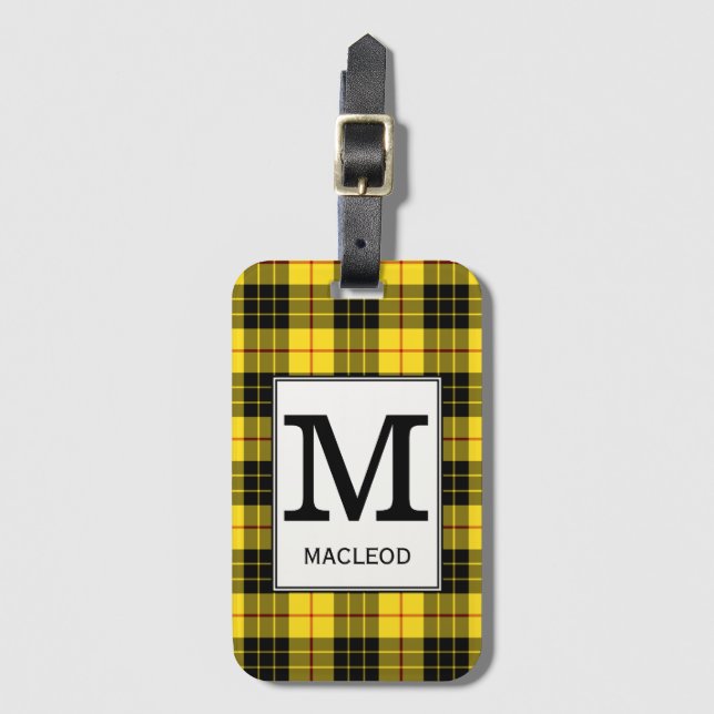 Clan MacLeod Tartan Monogrammed Luggage Tag (Front Vertical)