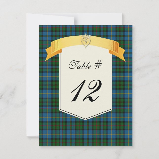 Clan MacLeod Tartan Plaid Wedding Table Number (Front)