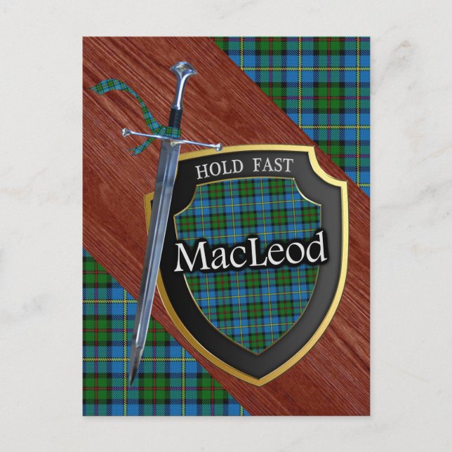 Clan MacLeod Tartan Sword & Shield Postcard (Front)
