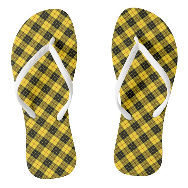 Clan MacLeod Tartan Yellow and Black Plaid Jandals (Footbed)
