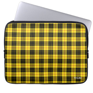 Clan MacLeod Tartan Yellow & Black Plaid Monogram Laptop Sleeve
