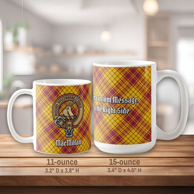 Clan MacMillan Crest over Dress Tartan Coffee Mug (Creator Uploaded)