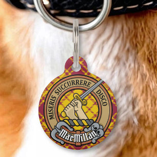 Clan MacMillan Crest over Dress Tartan Pet Tag