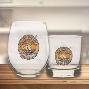 Clan MacMillan Crest over Dress Tartan Whiskey Glass