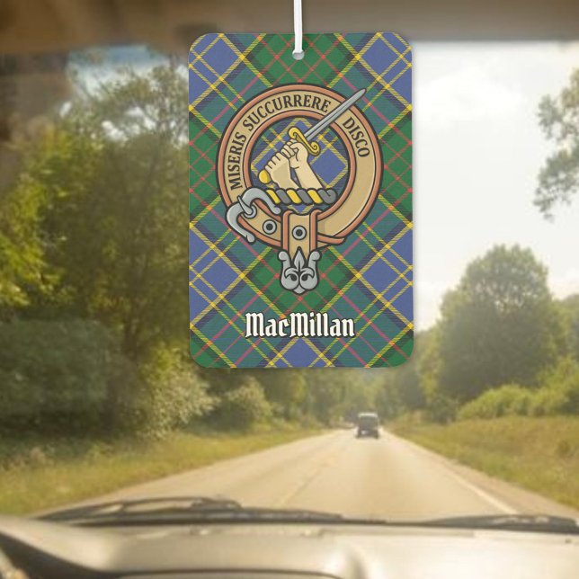 Clan MacMillan Crest over Hunting Tartan Car Air Freshener (Creator Uploaded)