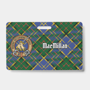 Clan MacMillan Crest over Hunting Tartan ID Badge