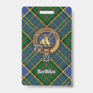 Clan MacMillan Crest over Hunting Tartan ID Badge