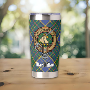 Clan MacMillan Crest over Hunting Tartan Insulated Tumbler