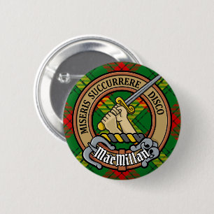 Clan MacMillan Crest over Tartan 6 Cm Round Badge