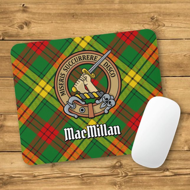 Clan MacMillan Crest over Tartan Mouse Pad (Creator Uploaded)