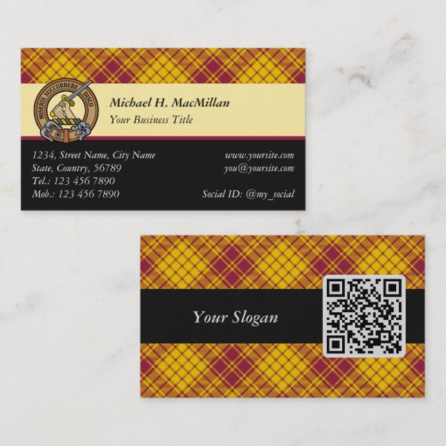 Clan MacMillan Dress Tartan Business Card (Front/Back)