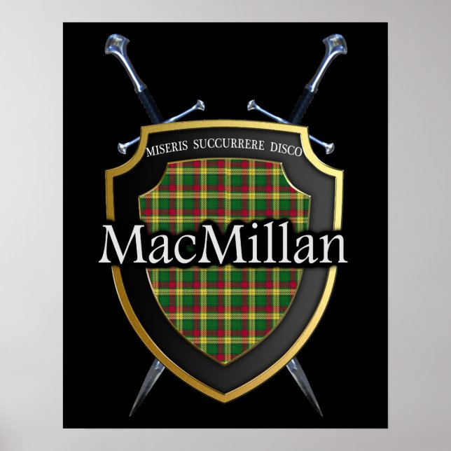 Clan MacMillan Tartan Scottish Shield & Swords Poster (Front)