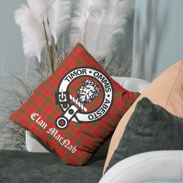Clan MacNab Crest Badge and Tartan Cushion (Coordinating blankets & other home décor available!)