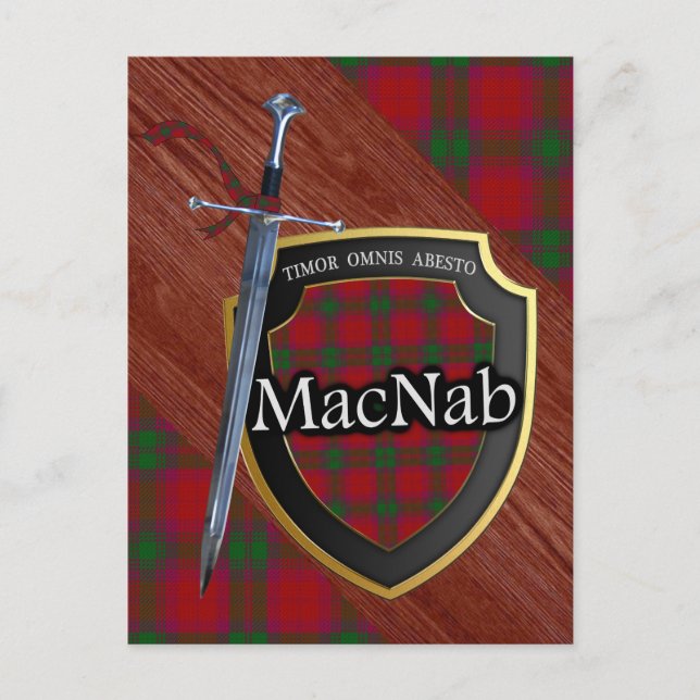 Clan MacNab Tartan Sword & Shield Postcard (Front)