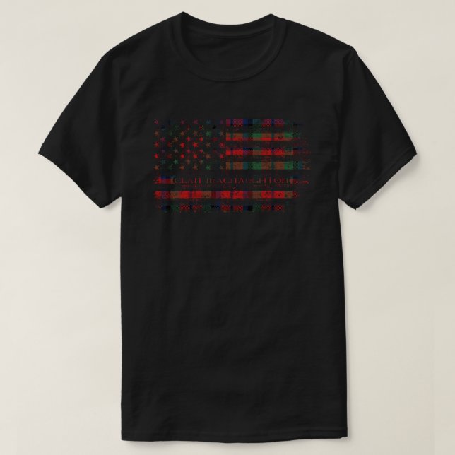 Clan MacNaughton Scottish tartan US flag kilt Scot T-Shirt (Design Front)