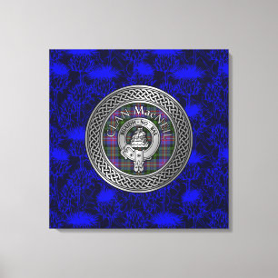 Clan MacNeil Crest & Tartan Knot on Thistle Canvas Print