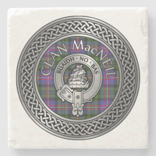 Clan MacNeil Crest & Tartan Knot Stone Coaster