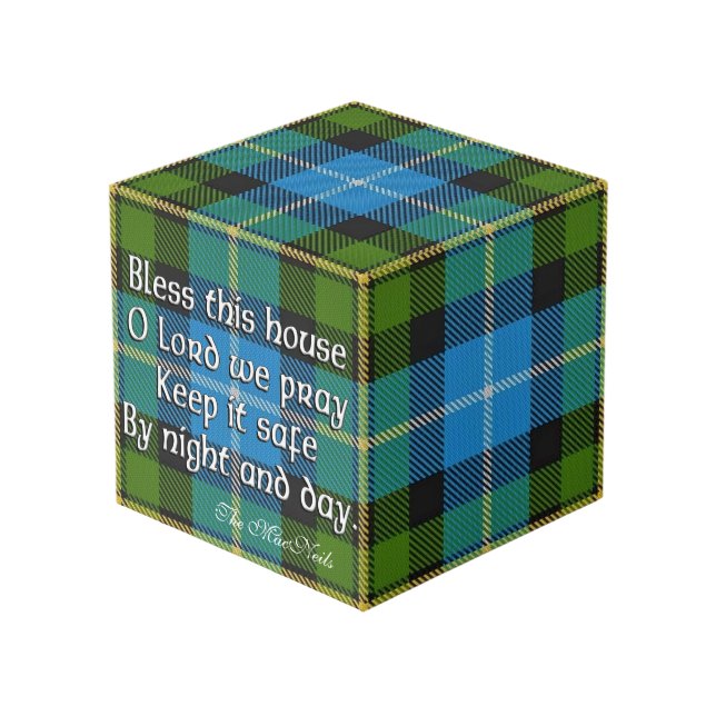 Clan MacNeil Tartan House Blessing Cube (Front Angled)