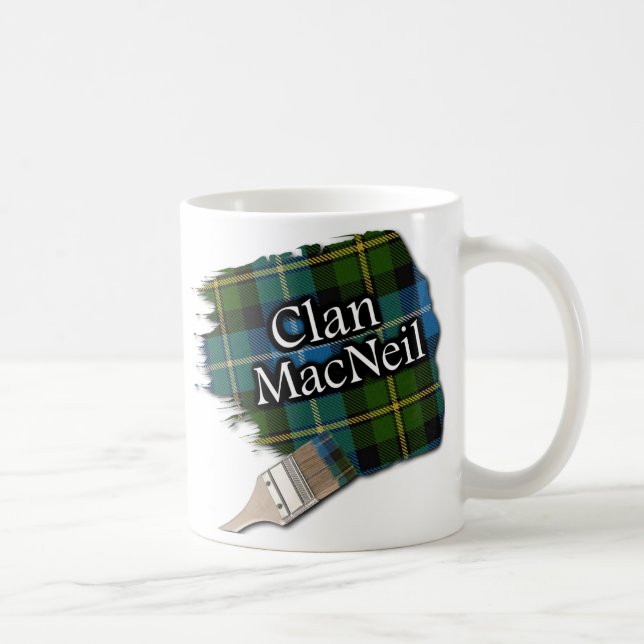 Clan MacNeil Tartan Paint Brush Cup Mug (Right)