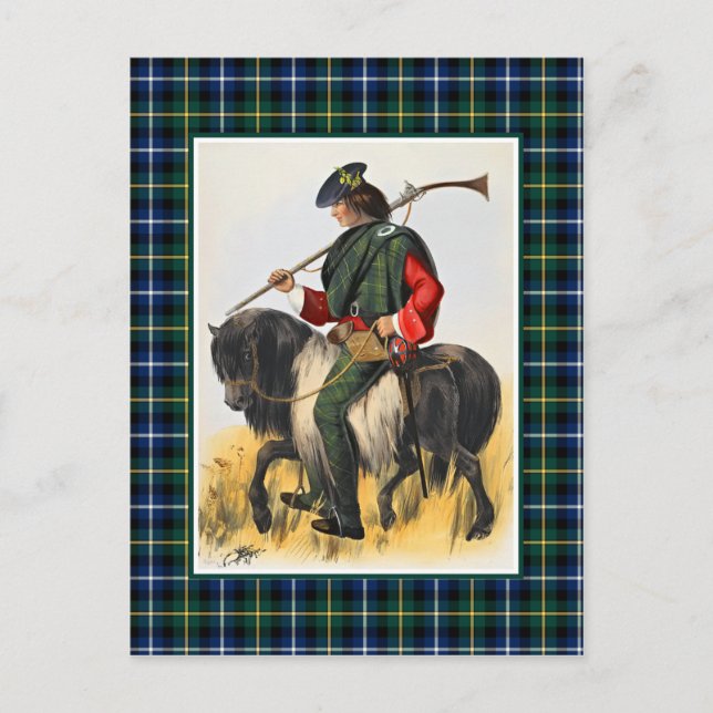 Clan MacNeil Vintage Illustration Tartan Frame Postcard (Front)