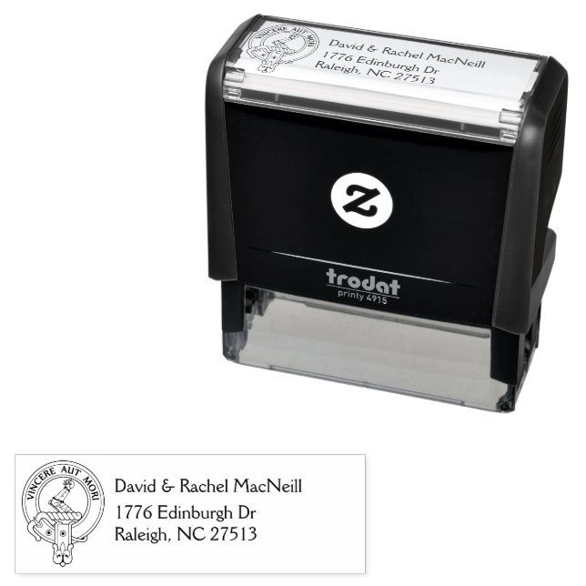Clan MacNeill of Gigha Latin Crest & Address Self-inking Stamp (In Situ)