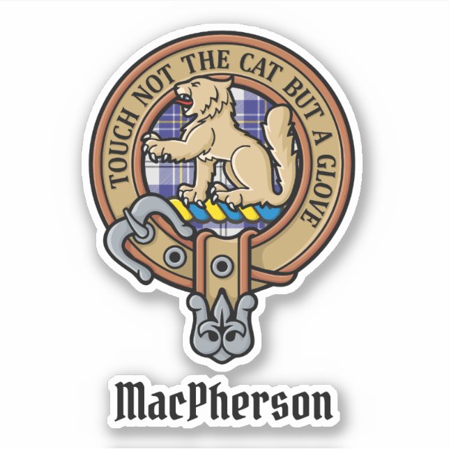 Clan MacPherson Crest over Blue Dress Tartan (Front)