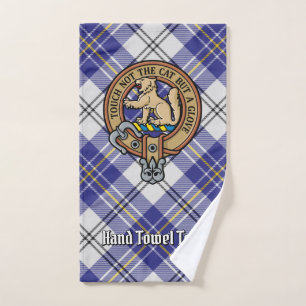 Clan MacPherson Crest over Blue Dress Tartan Bath Towel Set