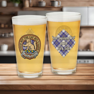 Clan MacPherson Crest over Blue Dress Tartan Glass