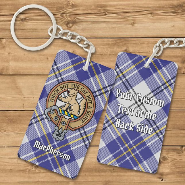 Clan MacPherson Crest over Blue Dress Tartan Key Ring (Creator Uploaded)
