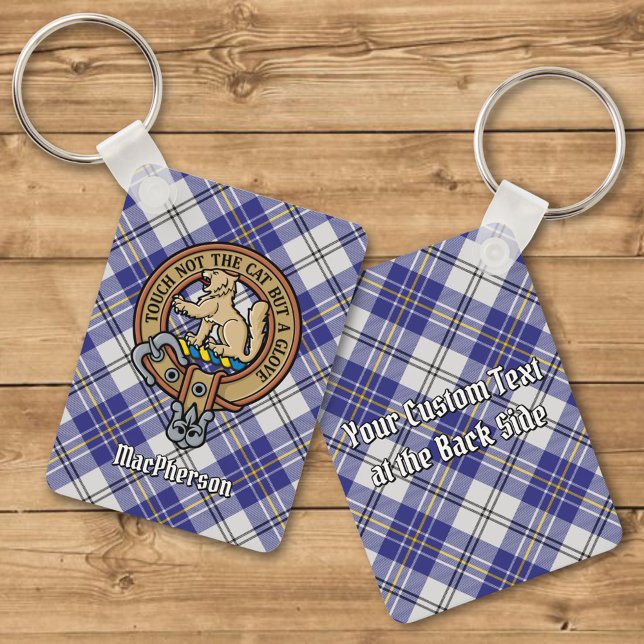 Clan MacPherson Crest over Blue Dress Tartan Key Ring (Creator Uploaded)
