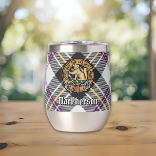 Clan MacPherson Crest over Dress Tartan