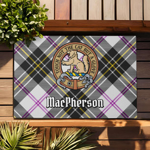 Clan MacPherson Crest over Dress Tartan Doormat