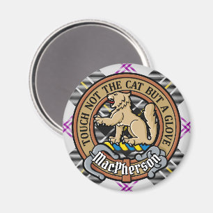 Clan MacPherson Crest over Dress Tartan Magnet