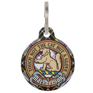 Clan MacPherson Crest over Dress Tartan Pet Tag