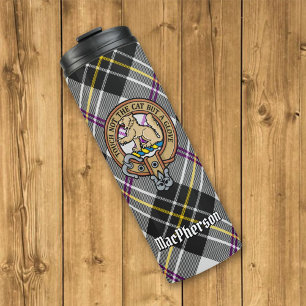 Clan MacPherson Crest over Dress Tartan Thermal Tumbler