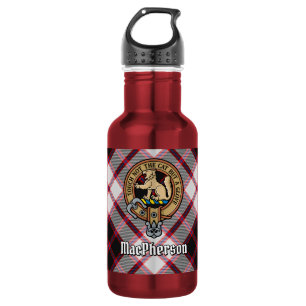 Clan MacPherson Crest over Hunting Tartan 532 Ml Water Bottle