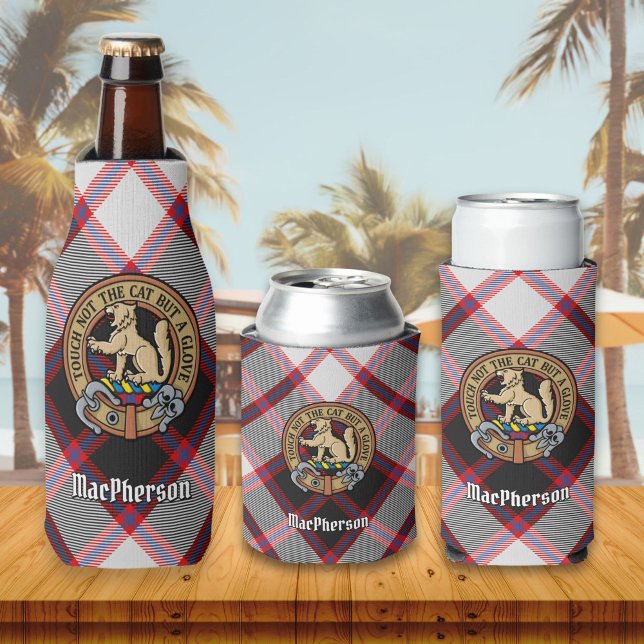 Clan MacPherson Crest over Hunting Tartan Bottle Cooler (Creator Uploaded)