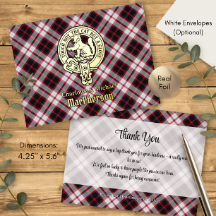 Clan MacPherson Crest over Hunting Tartan Foil Invitation Postcard