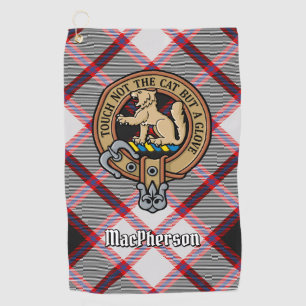 Clan MacPherson Crest over Hunting Tartan Golf Towel