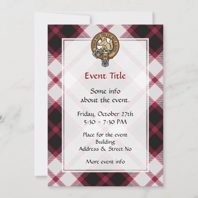 Clan MacPherson Crest over Hunting Tartan Invitation (Front)