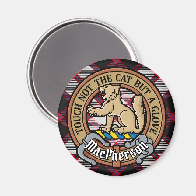 Clan MacPherson Crest over Hunting Tartan Magnet (Front/Back)