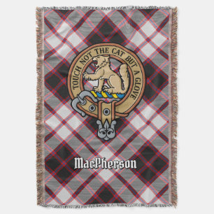 Clan MacPherson Crest over Hunting Tartan Throw Blanket