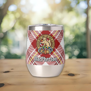 Clan MacPherson Crest over Red Dress Tartan