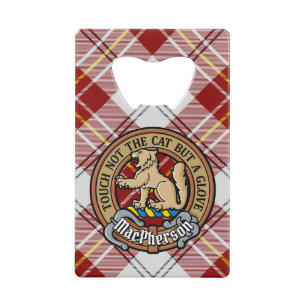 Clan MacPherson Crest over Red Dress Tartan