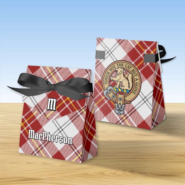 Clan MacPherson Crest over Red Dress Tartan Favour Box (Creator Uploaded)