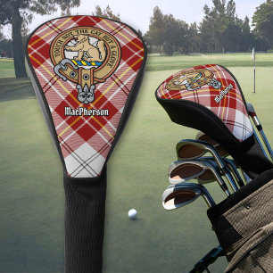 Clan MacPherson Crest over Red Dress Tartan Golf Head Cover