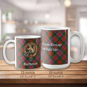 Clan MacPherson Crest over Red Tartan Coffee Mug