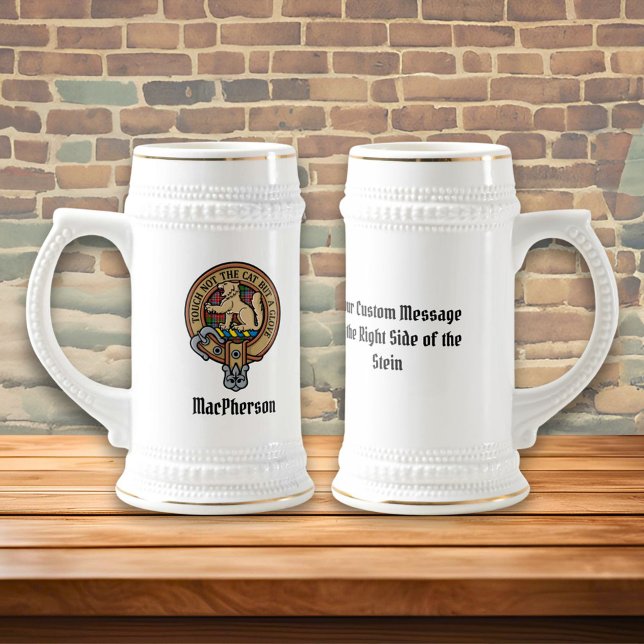 Clan MacPherson Crest over Tartan Beer Stein (Creator Uploaded)