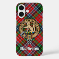 Clan MacPherson Crest over Tartan iPhone Case