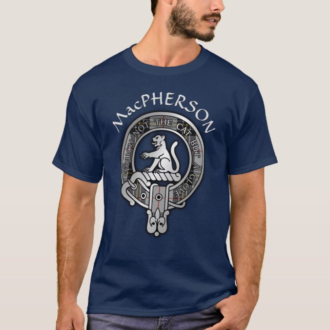Clan MacPherson Crest & Tartan T-Shirt (Front)